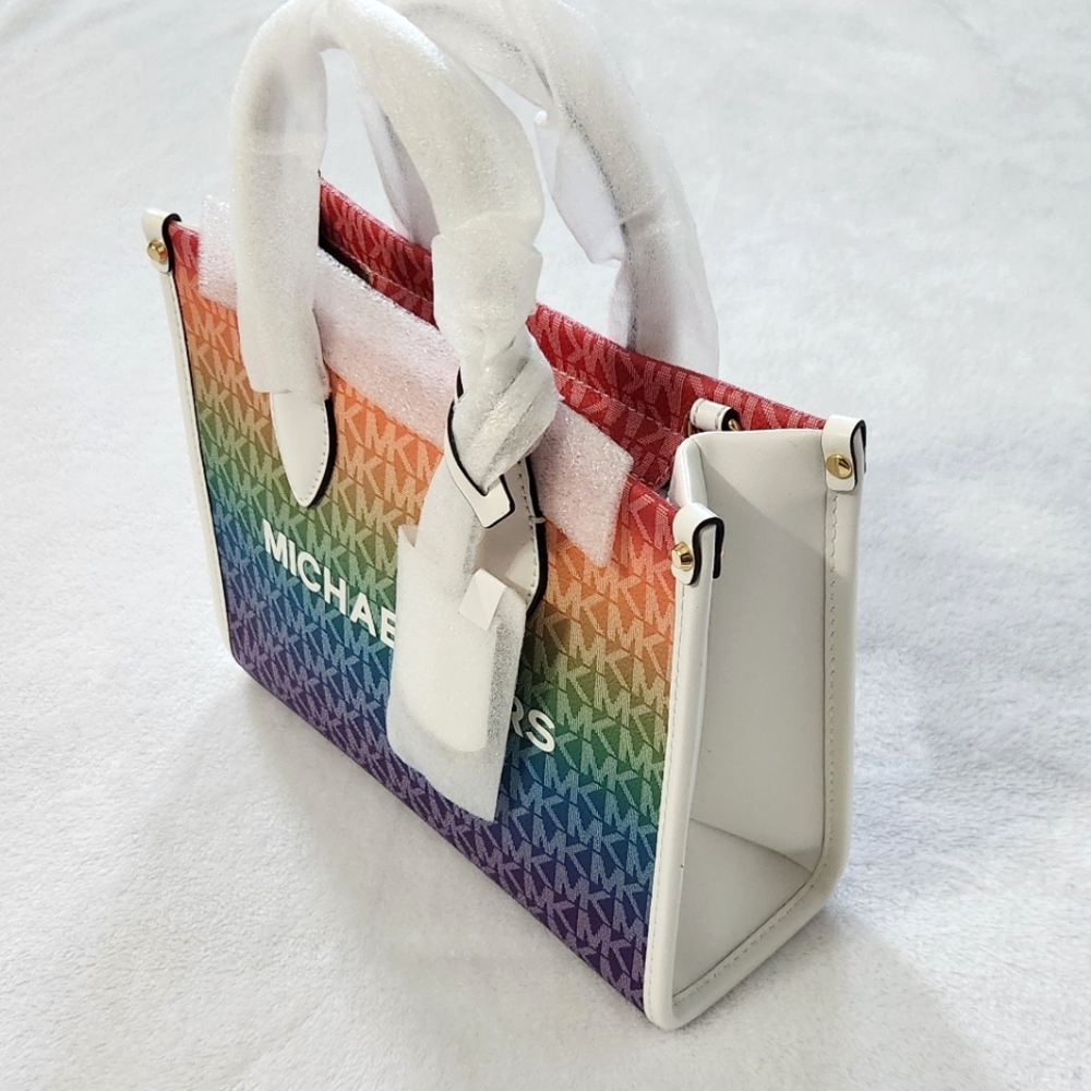 New!Michael Kors Mirella Small Rainbow Signature Logo Crossbody Bag - Picture 5 of 8
